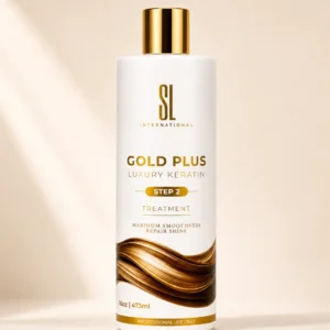 SL International Gold Plus Luxury Keratin professional straightening treatment bottle