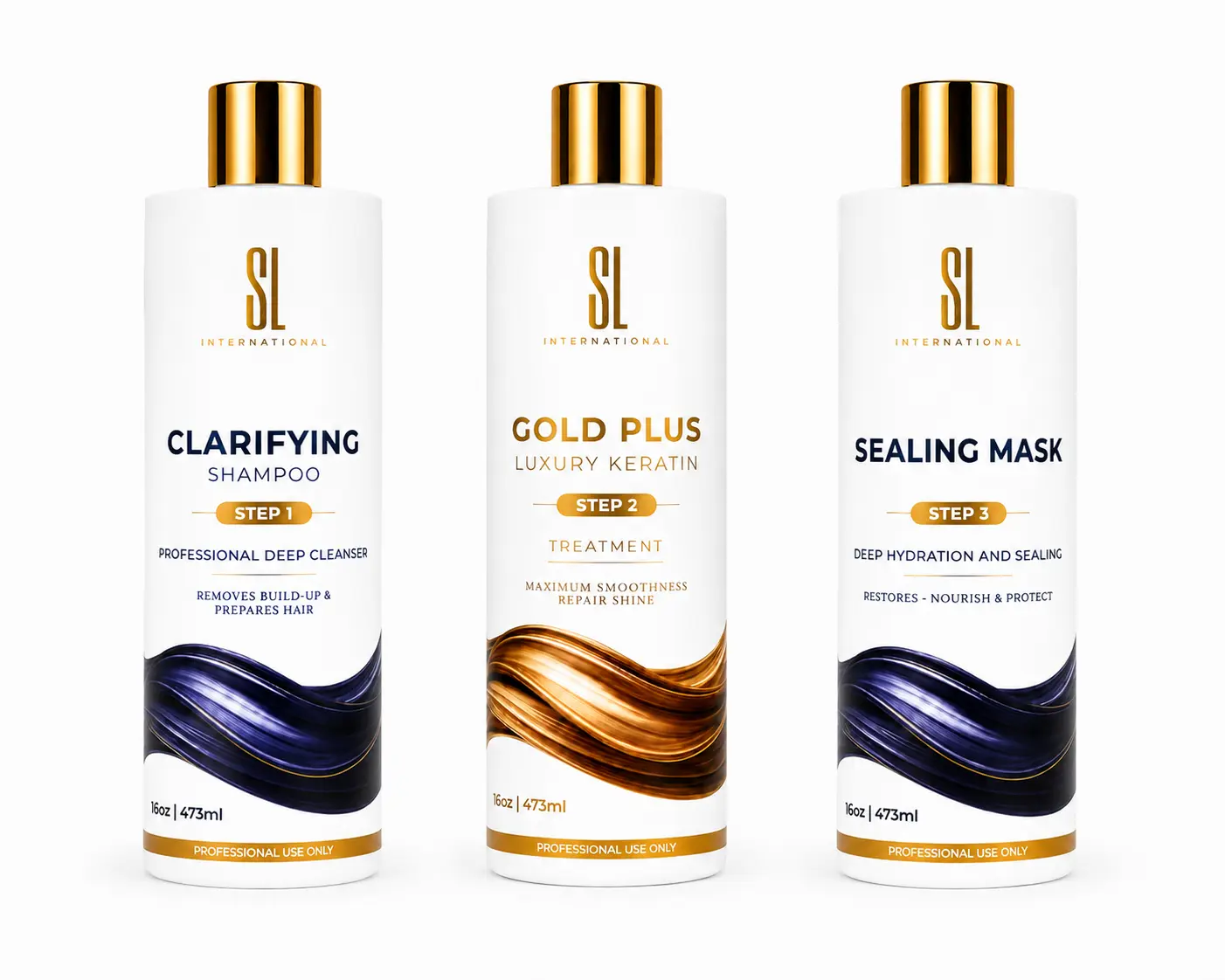 Gold Plus Keratin Treatment 3-step professional hair smoothing system