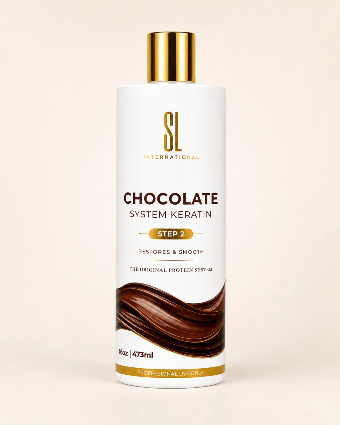 SL International Chocolate Keratin treatment bottle 16oz for damaged hair