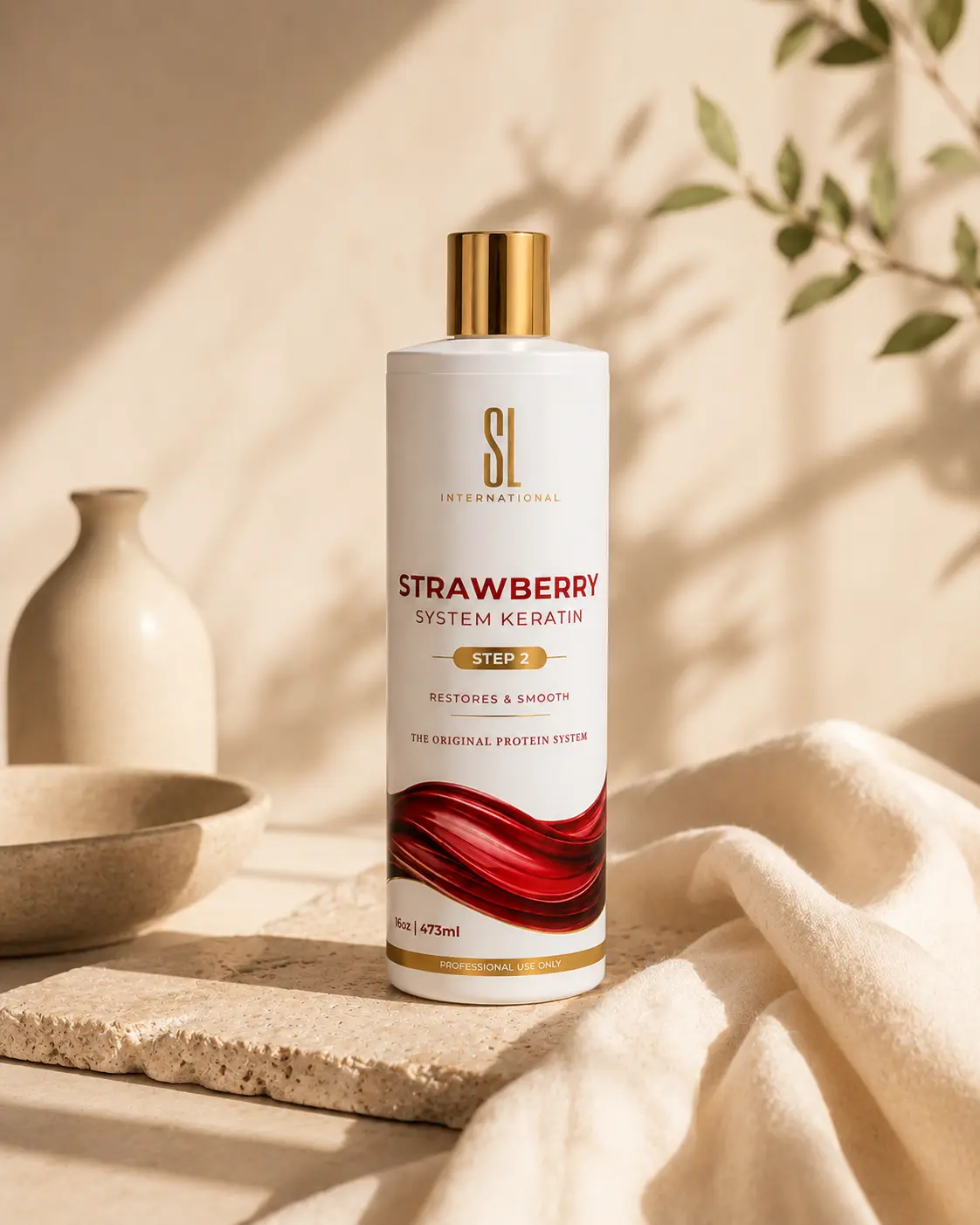 Strawberry extract keratin treatment for damaged and frizzy hair