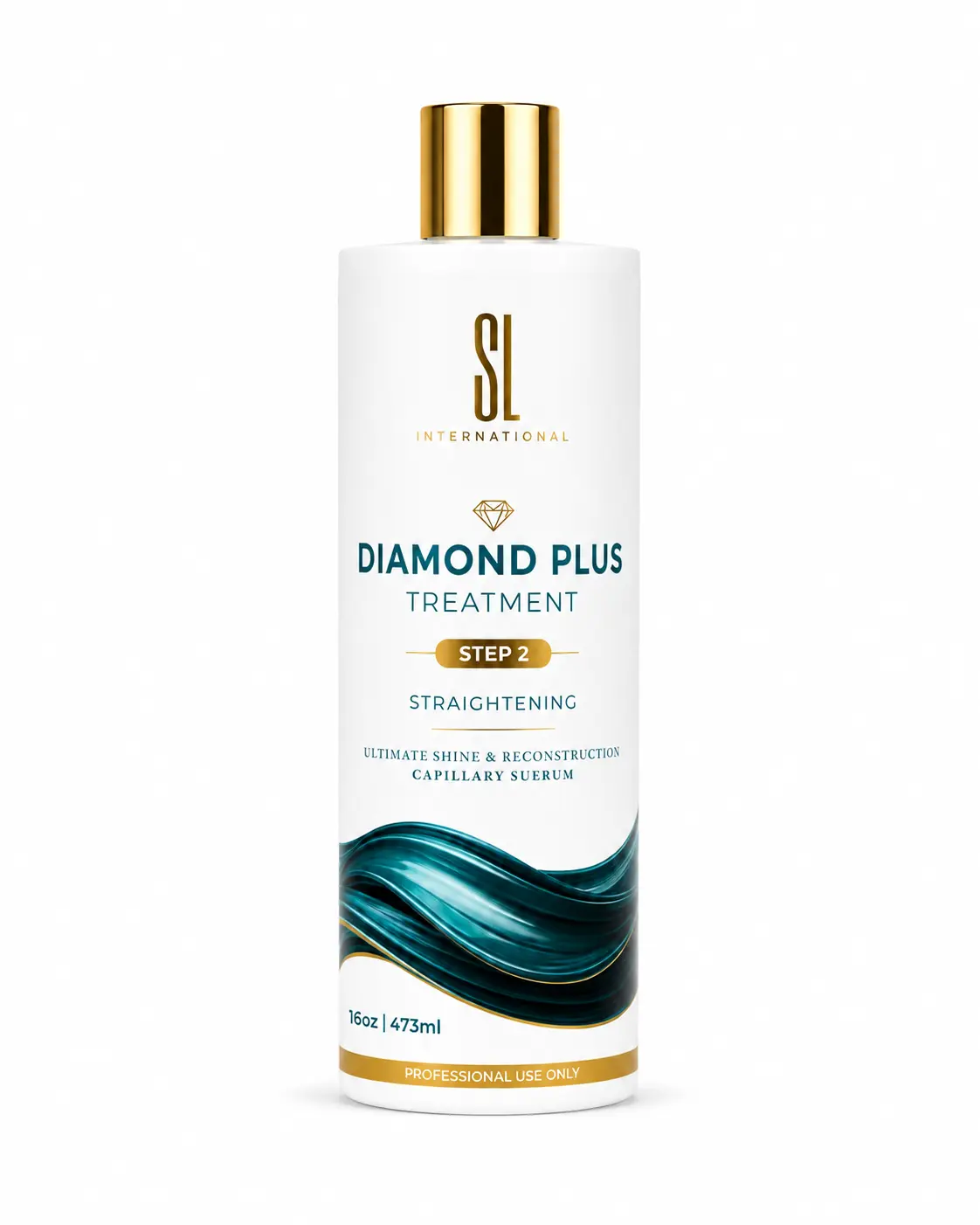 Bottle of Diamond Plus Treatment by SL International, professional Step 2 straightening treatment